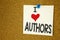 Hand writing text caption inspiration showing I Love Authors concept meaning Word Message Text Typography Loving written on sticky