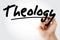 Hand writing Theology with marker