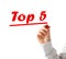 Hand writing top 5 list text