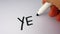 Hand Writing Yes Black Felt Tip Marker