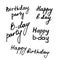 Hand-written birthday phrases. Hand-drawn signatures. Vector illustration