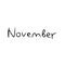 Hand written November month as a symbol of the begining of the autumn. Hand drawn vector illustration. Doodle simple line art