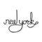 Hand written state name of New York. Hand lettering in black color, grey shadow