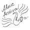 Hand writting inscriptions Music festival. Hand drawn saxophone icon. Vector