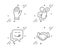 Hand, Yummy smile and Customer survey icons set. Employees handshake sign. Waving palm, Emoticon, Contract. Vector