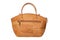 Handbag isolated. Fashionable brown female luxury women handbag made from oak cork isolated on a white background. Cork fashio