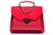 Handbag with leather and suede red color with a decorative chain.