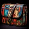 Handbag with vividly colored paintings, AI generated