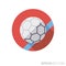 Handball ball on field flat design long shadow color vector icon