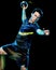 Handball player young man isolated speed light painting