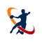 Handball vector sign. Abstract colorful silhouette of player