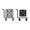 Handcart with box line and glyph icon. Cargo on cart vector illustration isolated on white. Handcart with wooden box