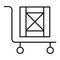 Handcart with box thin line icon. Cargo on cart vector illustration isolated on white. Handcart with wooden box outline