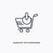 Handcart with downward arrow outline icon. Simple linear element illustration. Isolated line Handcart with downward arrow icon on