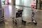 Handcarts for luggage at the international airport Vnukovo Moscow - July 2017