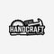 Handcraft with Carpentry Logo Vector Design , Hexagon Various Machine Saw and Circle Chainsaw and Stack Lumber Tree Trunk with