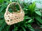 Handcrafted basket bag made from woven bamboo leather