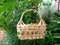 Handcrafted basket bag made from woven bamboo leather