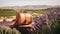 Handcrafted Beauty: A Meticulously Crafted Brown Saddler Bag In A Lavender Field