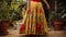 Handcrafted Beauty: Stunning Maxi Skirt In Red And Yellow