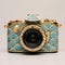 Handcrafted Blue And Gold Camera With Meticulous Detailing