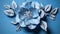 Handcrafted Blue Paper Flower With Intricate Floral Arrangements