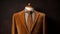 Handcrafted Brown Velvet Suit With Light Orange And White Tie