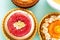 Handcrafted fruit tarts and pastries with coffee