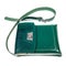 Handcrafted green leather tablet bag isolated