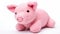 Handcrafted Knit Pink Pig Toy On White Background