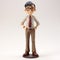 Handcrafted Male Cartoon Figurine With Short Hair And Tie On White Background