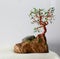 Handcrafted and painted wire tree for spring  attached to rock