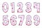 Handcrafted Pink Love Numbers. Color Creative Art Typographic Design