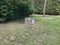 Handcrafted stone fireplace in the middle of a meadow in the woods