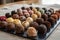 handcrafted truffle assortment with various flavors and shapes