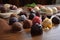 handcrafted truffle assortment with various flavors and shapes