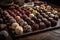 handcrafted truffle assortment with various flavors and shapes