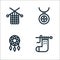 handcrafts line icons. linear set. quality vector line set such as sock, dreamcatcher, jewelry