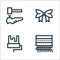 handcrafts line icons. linear set. quality vector line set such as weaving, roller, bow