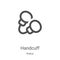 handcuff icon vector from police collection. Thin line handcuff outline icon vector illustration. Linear symbol for use on web and