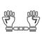 Handcuffed hands Chained human arms Prisoner concept Manacles on man Detention idea Fetters confine Shackles on person icon