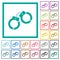 Handcuffs flat color icons with quadrant frames