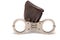 handcuffs leather case white background concept arrest