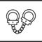 Handcuffs linear icon. Thin line illustration.