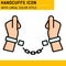 Handcuffs, manacles or shackles icon with lineal color style