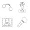 Handcuffs, policeman, prisoner, flashlight.Police set collection icons in outline style vector symbol stock illustration