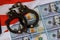 Handcuffs printed dollars crime fake money