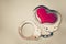 Handcuffs with a red love heart