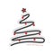 Handdrawing christmas tree red decoration