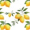 Handdrawing Seamless Watercolor Lemon Pattern